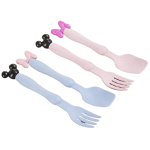 1 par de cubiertos Mickey / Minie con estuche / ecológico