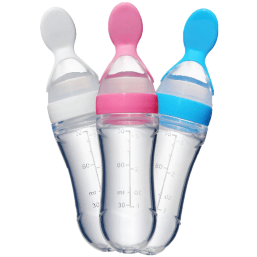 botella de alimentación para bebé con cuchara