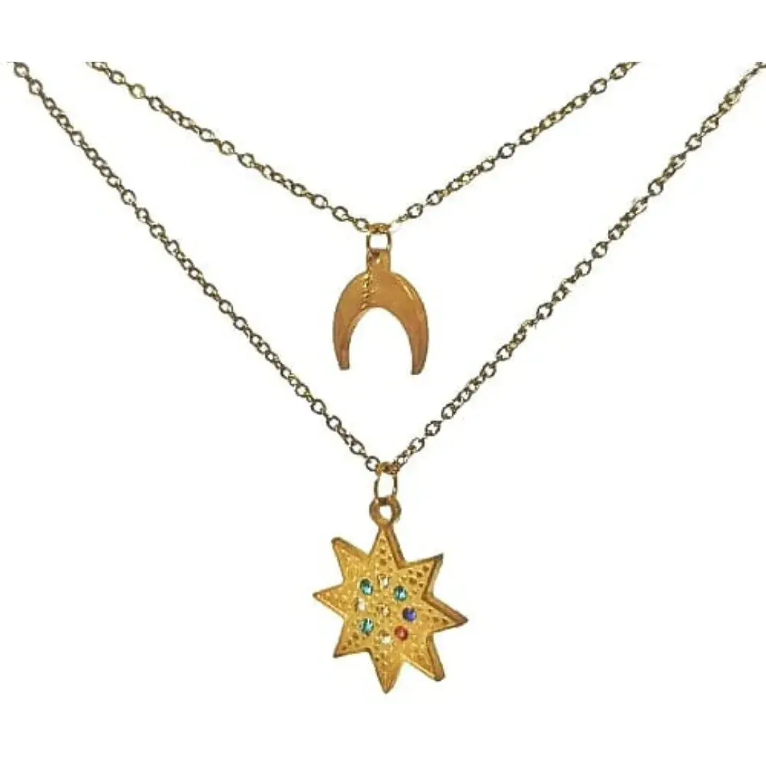 Collar Luna y Estrella de acero inoxidable