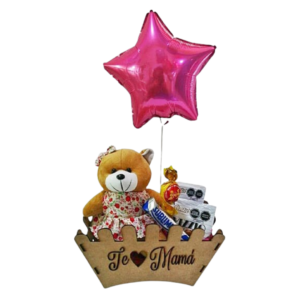 Canasta de regalo con peluche y chocolates