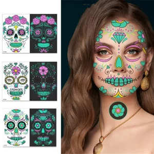 Pegatina Catrina fluorescente para Halloween