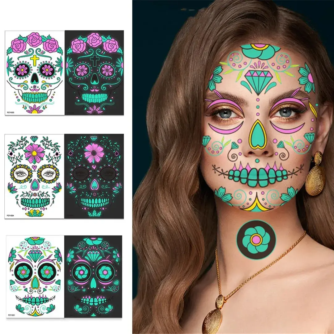 Pegatina Catrina fluorescente para Halloween