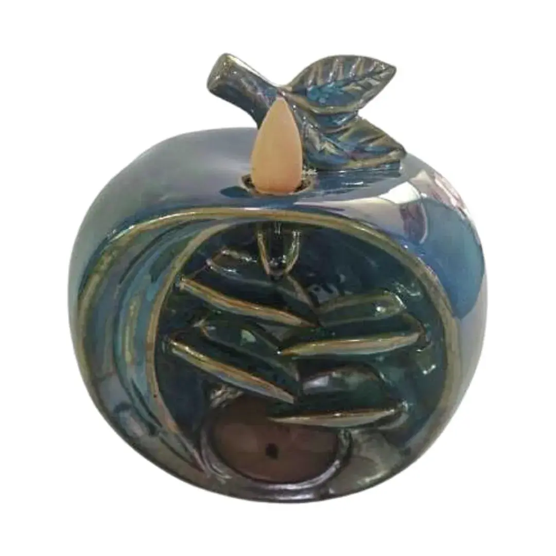 Soporte de Incienso en Forma de Manzana con Cascada de Humo