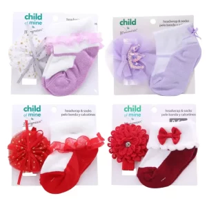 Pack de medias y lazo / moño para bebés